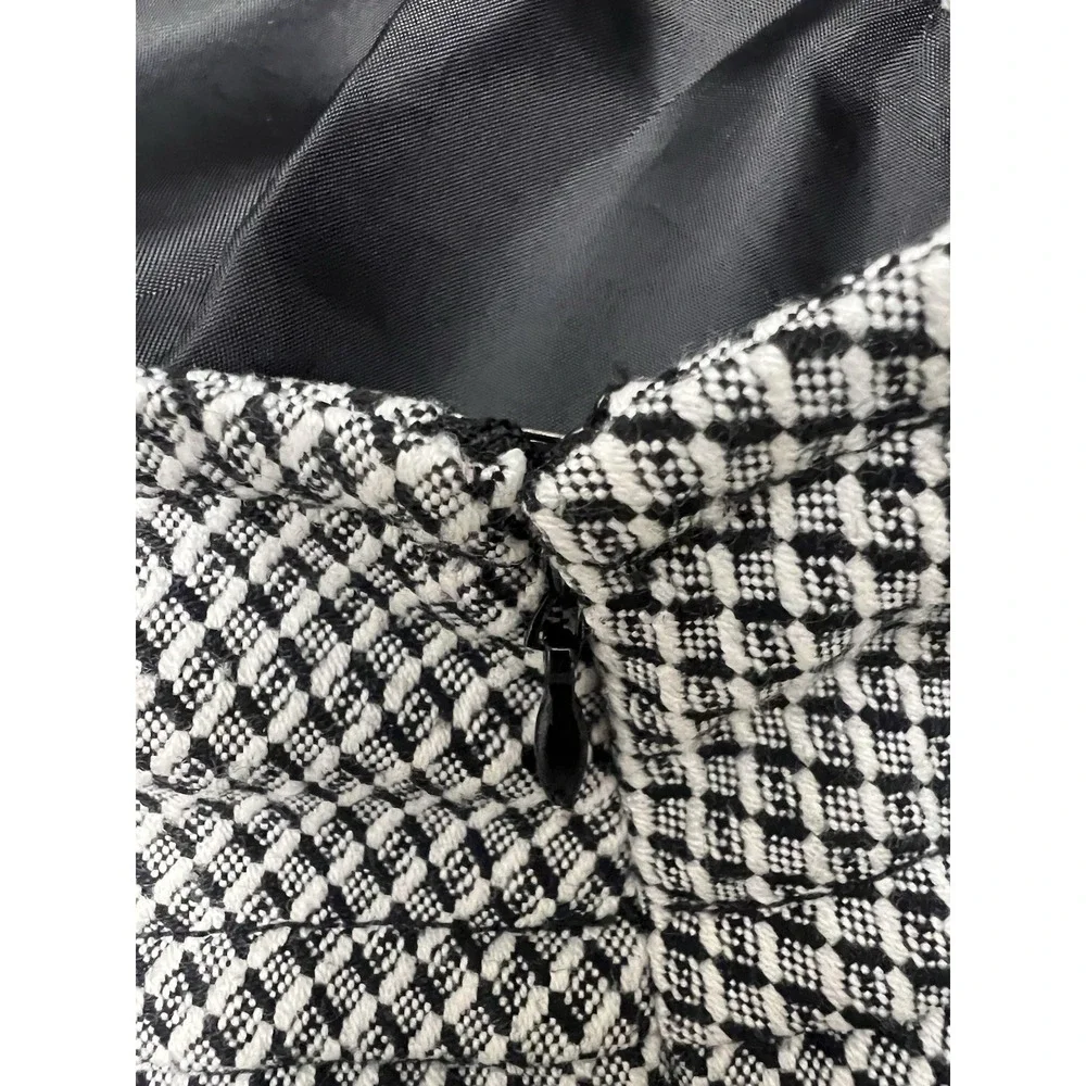 Loft Ann Taylor Houndstooth Skirt Size 4 Black White Lined Pockets Womens‎